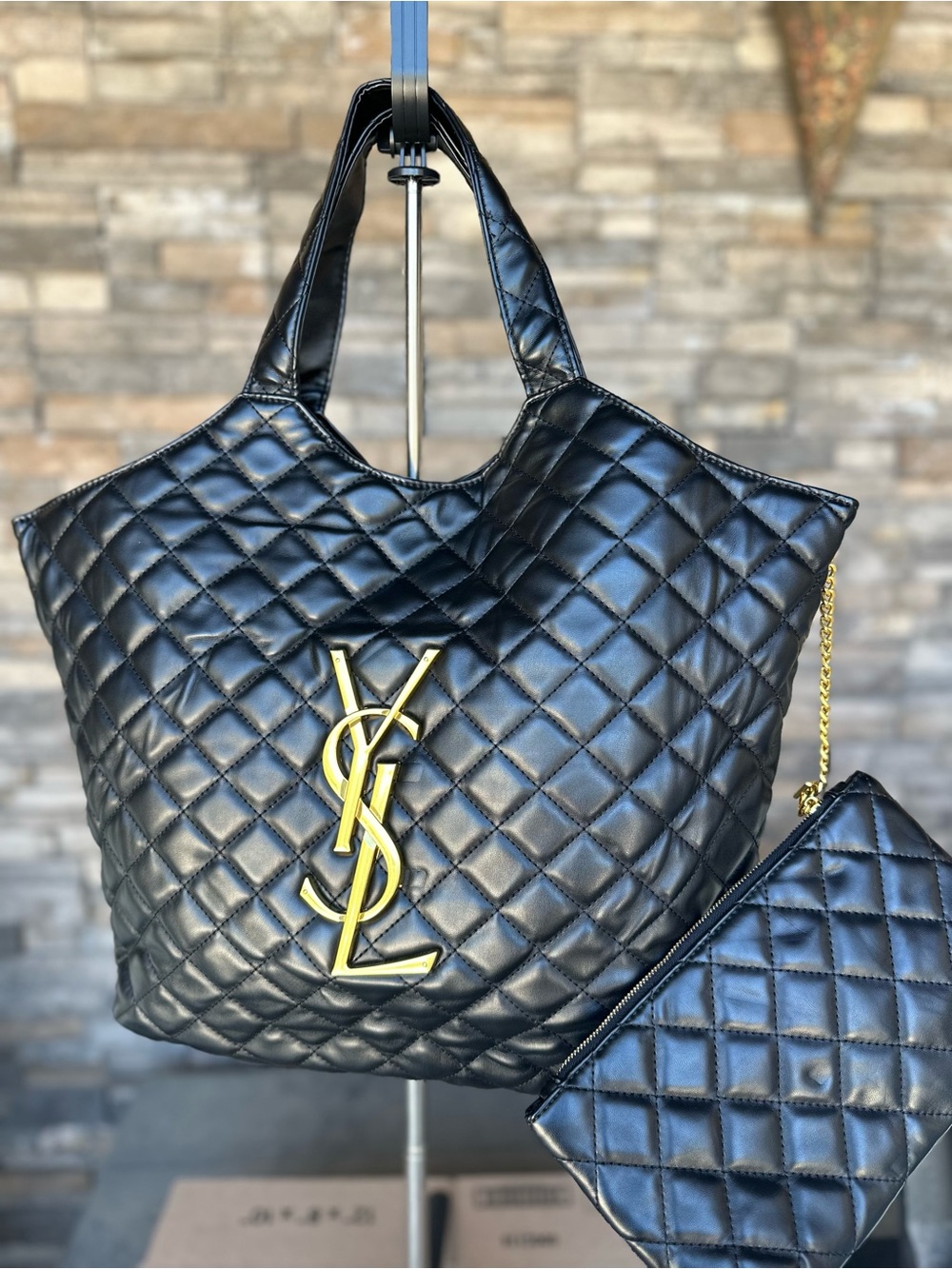 Fashion Quilted Tote Bag - Black